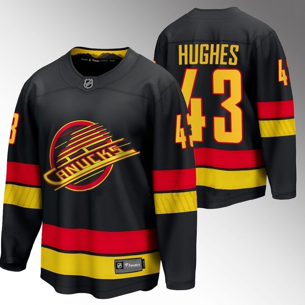 Vancouver Canucks #43 Quinn Hughes Black 2023-24 Alternate