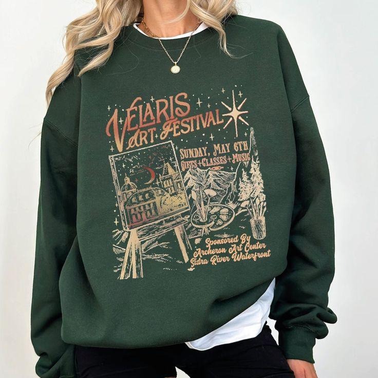 Velaris Art Festival Sweatshirt - ACOTAR Night Court, Throne of Glass, Crescent City SJM Fan Merch T-Shirts, Hoodie