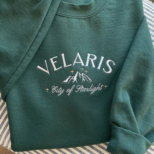 Velaris Embroidered Sweatshirt, ACOTAR crewneck, Velaris City of Starlight sweatshirt, Embroidered Velaris Sweatshirt,...