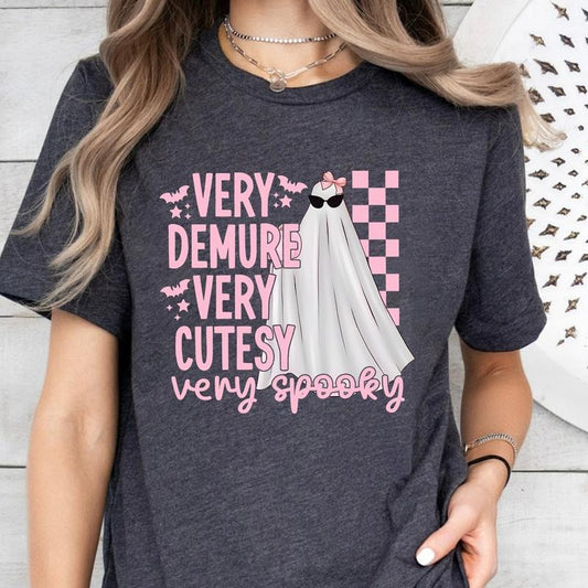 Very Demure Very Cutesy Very Spooky T-Shirt, Ghost Lady T-Shirt, Halloween T-Shirt, Cute Ghost, Halloween Meme T-Shirt,...