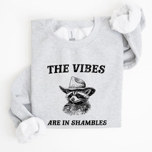 Vibes Are In Shambles, Raccoon, Meme, Aesthetic, Funny Sweatshirt, Women's Crew Neck, Crewneck T-Shirts, Hoodie