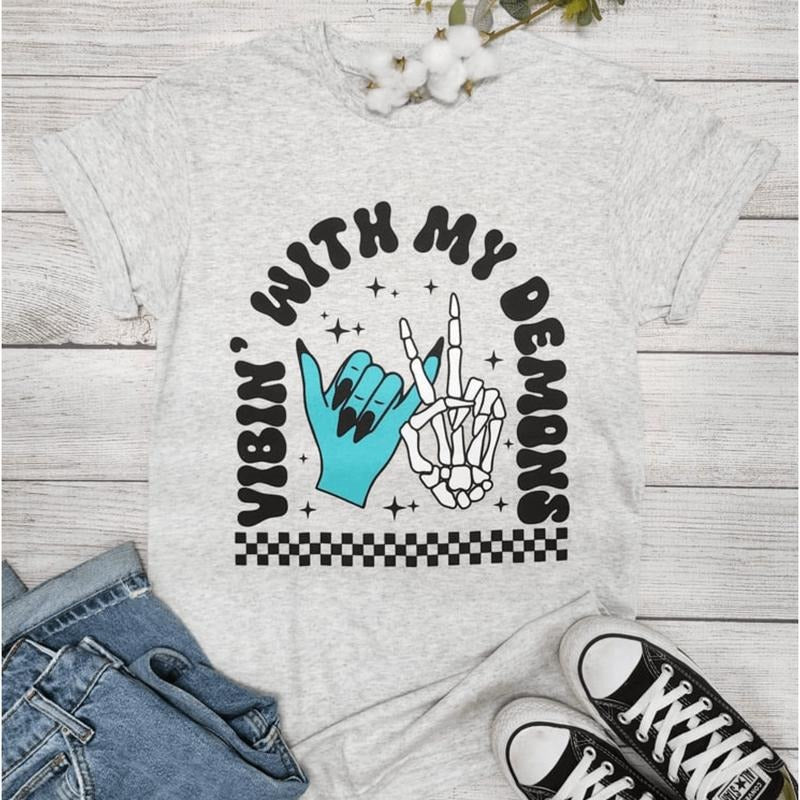 Vibin' With My Demons Graphic T-shirt Hoodie, Sweatshirt | WearSparks.com