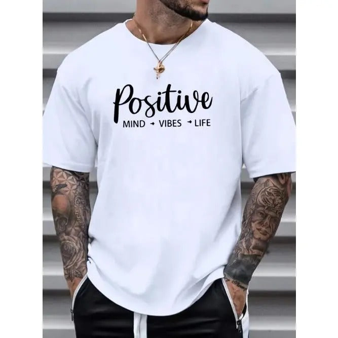 Vibrant Graphic T-Shirt for Men - Short Sleeve, Casual, Summer-Friendly, Positive Vibe Print