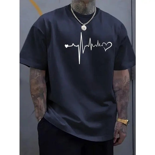 Vibrant Heartbeat Tee - Men's Short Sleeve T-Shirt - Casual Round Neck Top, Ultra-Comfortable, Versatile, and Breathable...