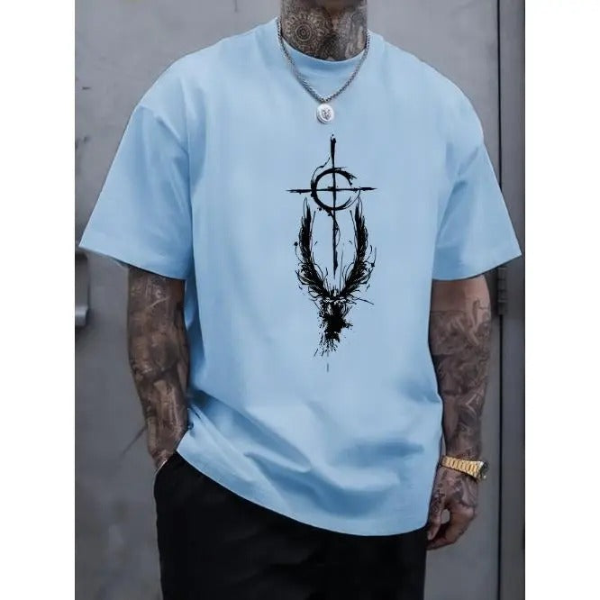 Vibrant Wings Graphic Print Crew Neck Short Sleeve Tee