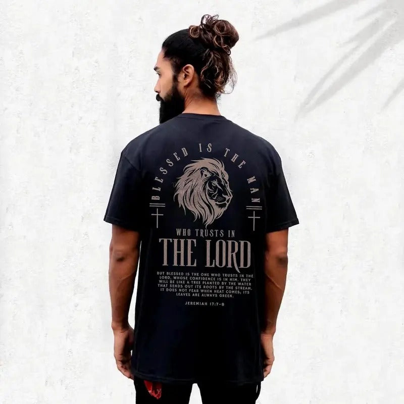 Victoria Maxwell, Blessed Is The Man Christian Men Shirt with Bible Verse, Gospel Message, and Fashionable Design for...