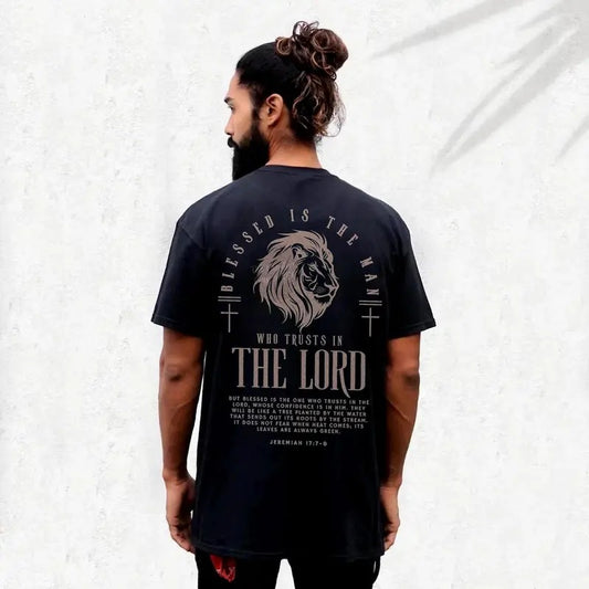 Victoria Maxwell, Blessed Is The Man Christian Men Shirt with Bible Verse, Gospel Message, and Fashionable Design for...