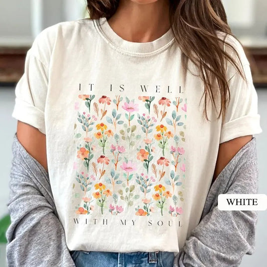 Victoria Maxwell, It is Well With My Soul Christian T-Shirt, Christian Shirts, Vintage Floral Christian Shirt, Christian...