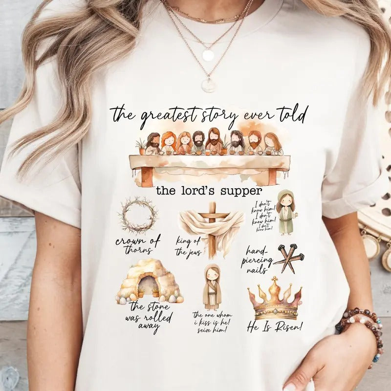 Victoria Maxwell, The Greatest Story Ever Told Christian T-shirt, Jesus Easter Gift, He Is Risen Outfit, Happy Easter Day...