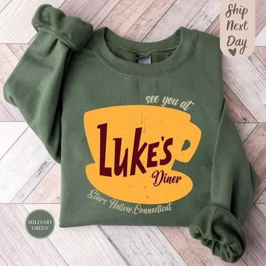 Victoria Maxwell, Unisex Graphic Sweater, Luke's Diner Sweatshirt, Stars Hollow Luke's Diner Sweater, Autumn Festival...