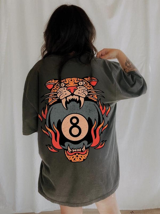 Victoria Maxwell, Vintage Graphic Tee, Lucky Leopard Tee Comfort Colors Traditional Tattoo T 8 Ball Shirt Grunge...