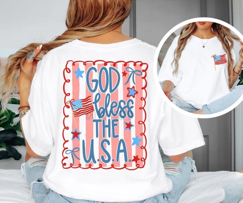 Victoria Maxwell, Womenswear Graphic Tee, USA Shirt, 4th of July T-Shirt, Comfort Colors, Patriotic Tee, Coquette Bow,...