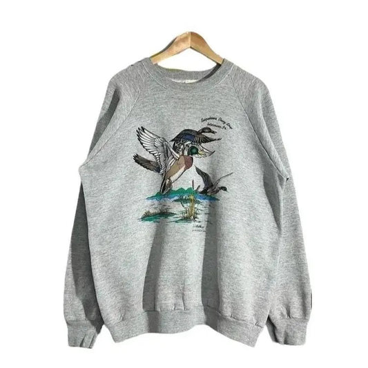 Vintage 1989s Mallard Duck WILDLIFE Sweatshirt Duck Cotton Hoodie T-shirt Unisex Fabric Menswear | WearSparks.com