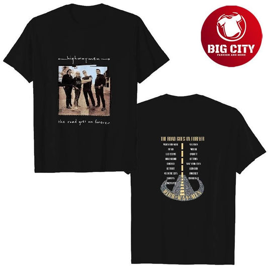 Vintage 90s 1995 The Highwaymen The Road Goes On Forever Tour Two Sided Shirt