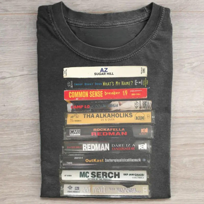 Vintage 90s Hip Hop Tapes Graphic Tee - AZ Sugar Hill Merch - Redman Album Shirt - Aaliyah Age Ain't Nothing but a Number...