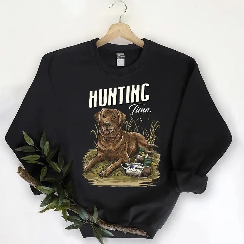 Vintage 90s Hunting Time Dog and Mallard Duck Sweatshirt Unisex Hello Hunting Season T-shirt, Hoodie, Nature Animal Lover...
