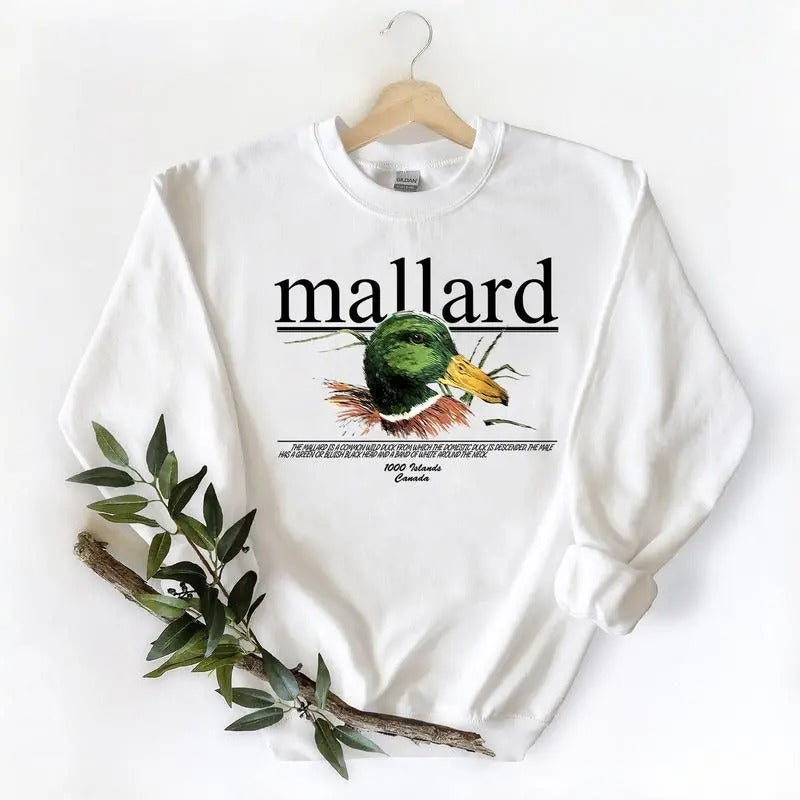 Vintage 90s Mallard Duck Wildlife Sweatshirt, Unisex T-shirts Hoodie Sweatshirt Cotton Menswear | WearSparks.com