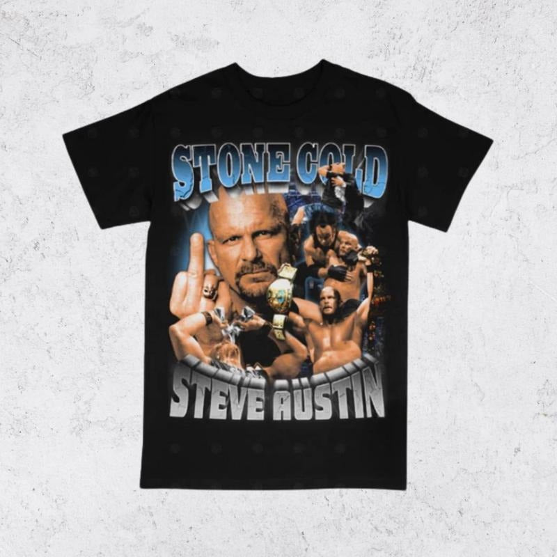 Vintage 90s Stone Cold Shirt Steve Austin WWF Wrestling Homage Retro Classic Graphic Tee Bootleg Bestseller Unisex Sport...