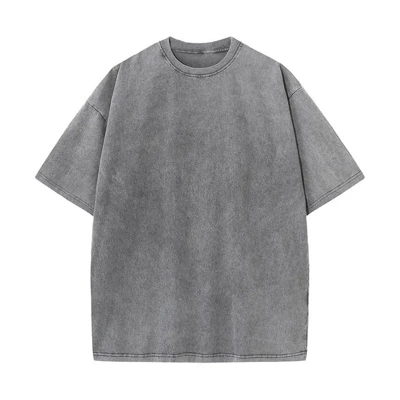 Vintage Acid Washed Oversized Drop Shoulder Heavyweight Streetwear Blank T-Shirt Casual Cotton Hoodie, Sweatshirt