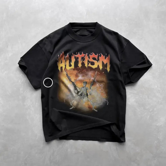 Vintage Autistic Funny Skeleton Bootleg Graphic T-shirt, Funny Meme Unisex Tee, Gift For BoyfrIend Girlfriend Hoodie,...