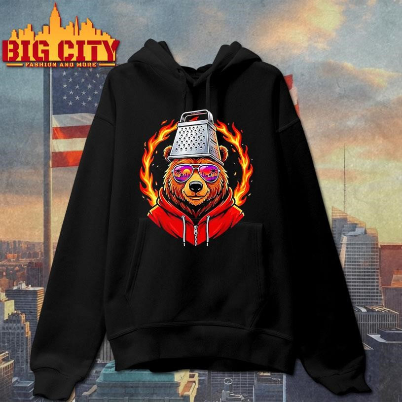 Vintage Bear With Cheese Grater Hat And Retro Sunglasses Shirt