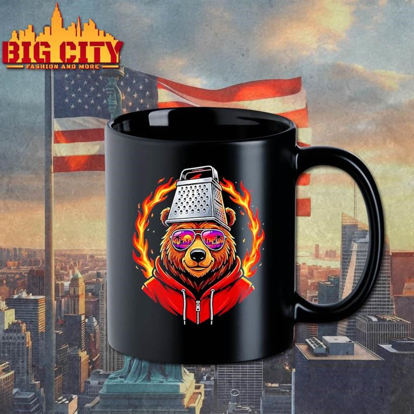 Vintage Bear With Cheese Grater Hat And Retro Sunglasses Shirt