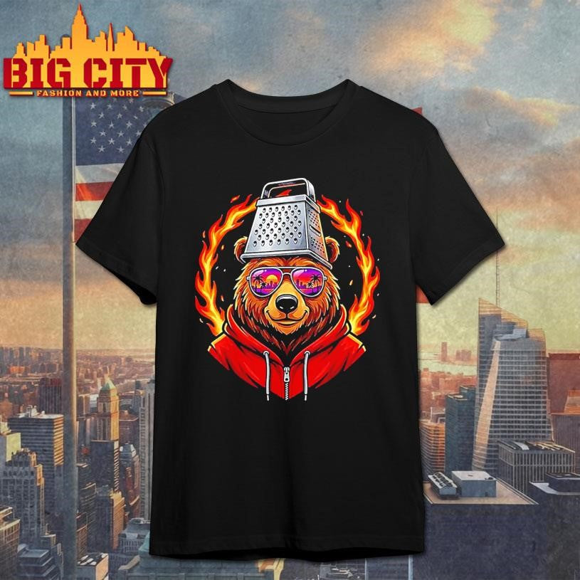 Vintage Bear With Cheese Grater Hat And Retro Sunglasses Shirt