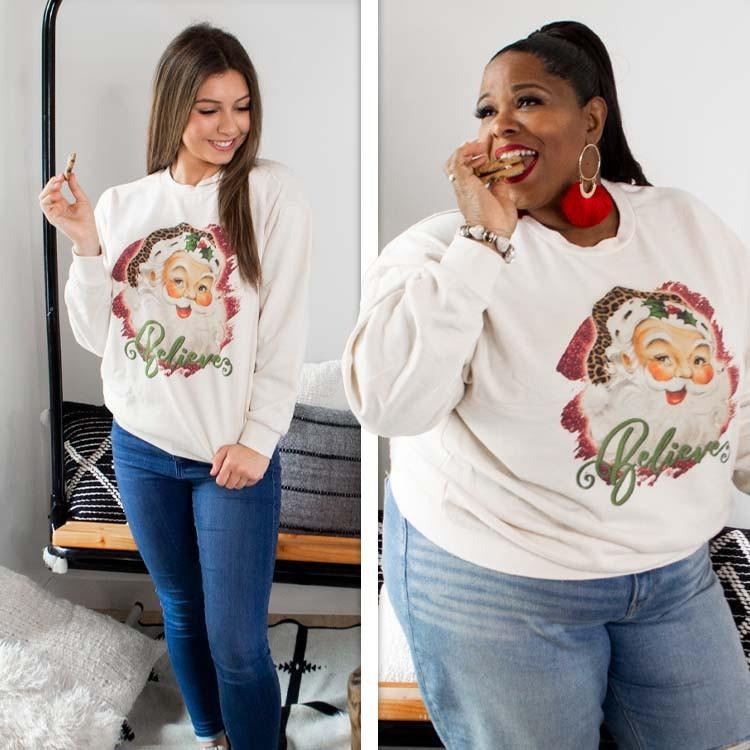 Vintage Believe Santa T2D Sweatshirt T-Shirts, Hoodie | WearSparks.com