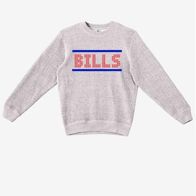 Vintage Buffalo Bill style Football Sweater Sweatshirt Crew Neck groutfit outfits Crewneck Classic Cotton Fabric Knit...