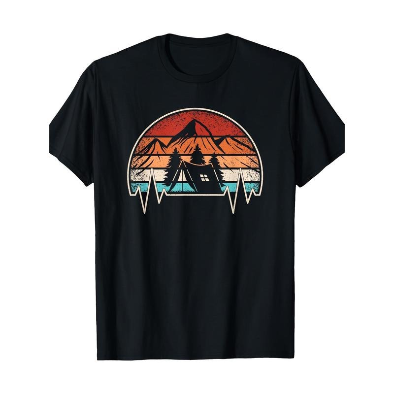 Vintage Camping Heartbeat Mountain Nature Camping Hiking T-shirt -100% cotton Made in USA Hoodie, Sweatshirt | WearSparks.com