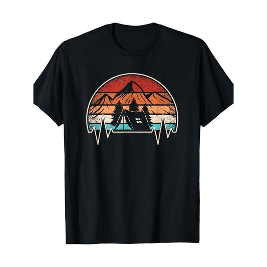 Vintage Camping Heartbeat Mountain Nature Camping Hiking T-shirt -100% cotton Made in USA Hoodie, Sweatshirt | WearSparks.com