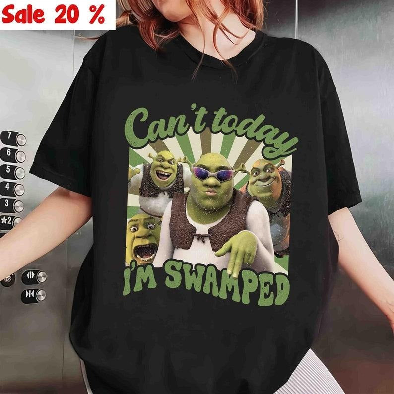 Vintage Can't Today I'm Swamped T-Shirt, Shrek Funny Trending T-Shirt, Fiona and Shrek T-Shirt, Funny Shrek Trending Tee,...