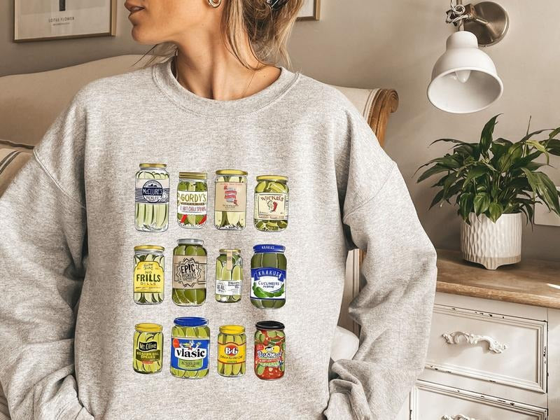Vintage Canned Pickles Sweatshirt, Pickle Hoodie, Pickle Crewneck Sweatshirt, Pickle Lovers Hoodie, Vintage Pickle...