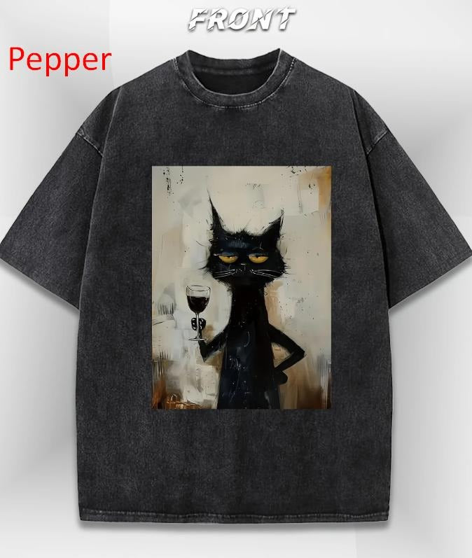 Vintage Cat Art Graphic T-Shirt, Artistic Cat Print Tee, Casual Unisex Top, Trendy Streetwear, Cat Lovers Apparel Hoodie,...