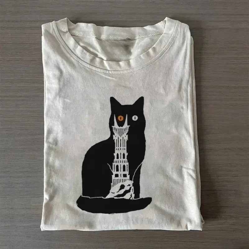 Vintage Cat's Sauron Eyes Graphic Tee - The Lord of The Rings Movie Shirt - LOTR - Middle Earth - Tolkien - Fantasy Rings...