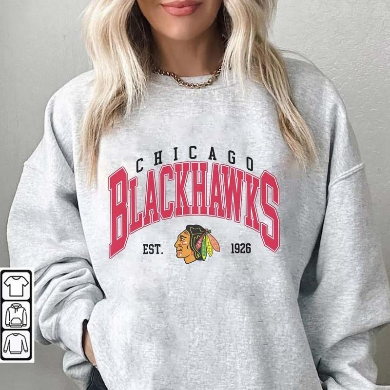 Vintage Chicago Blackhawks Crewneck Sweatshirt, Chicago Hockey SweatShirt, Chicago Hockey Sweatshirt, Chicago Hockey...