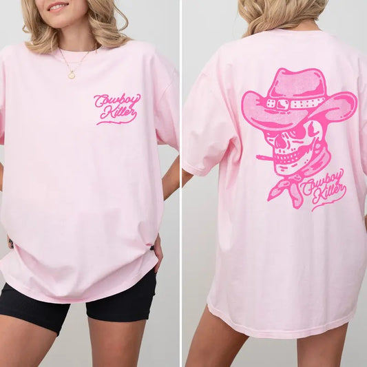 Vintage Cowboy Shirt 2 Sided, Retro Rodeo Tee, Western Cowgirl Graphic Shirt For Women, Cowboy Skull Shirt, Western...