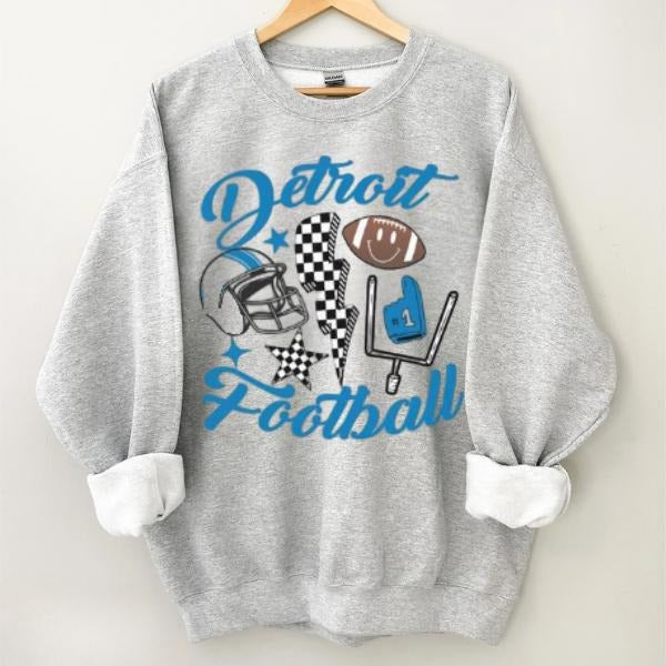Vintage Detroit Football Crewneck Sweatshirt, The Sweater For Fan Classic Cotton T-Shirts, Hoodie | WearSparks.com