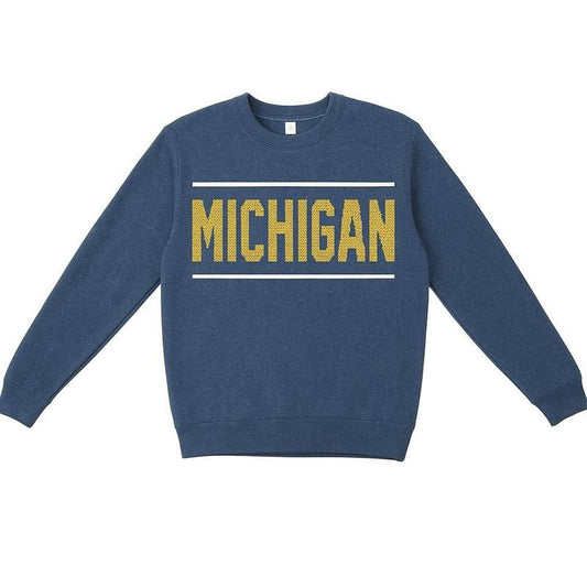 Vintage Detroit style Michigan Sweater Sweatshirt Crew Neck groutfit outfits Crewneck Classic Cotton Fabric Knit Long...