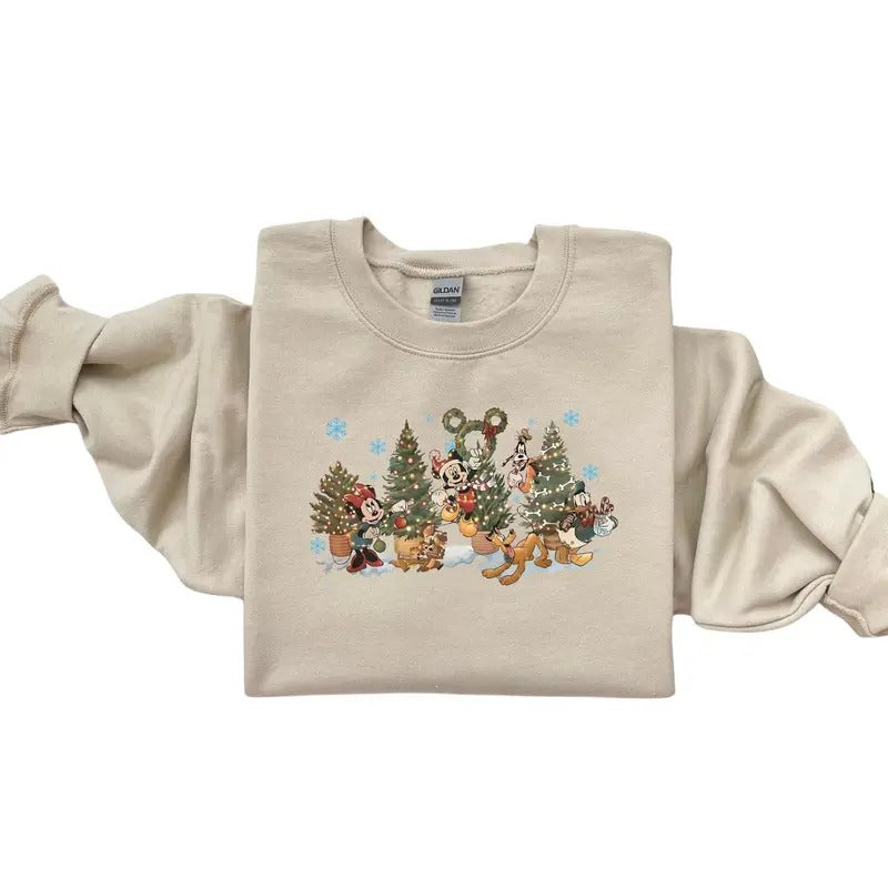 Vintage Di-ney Christmas Tree Sweatshirt, M-ckey And Friends Christmas Sweatshirt, Vintage Di-ney Christmas T-Shirts, Hoodie