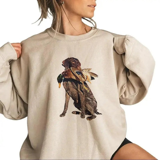 Vintage Dog Hunting Mallard Duck Sweatshirt T-shirt, Hello Hunting Season Hoodie, Unisex Hunting Dog, Goodbye Husband,...