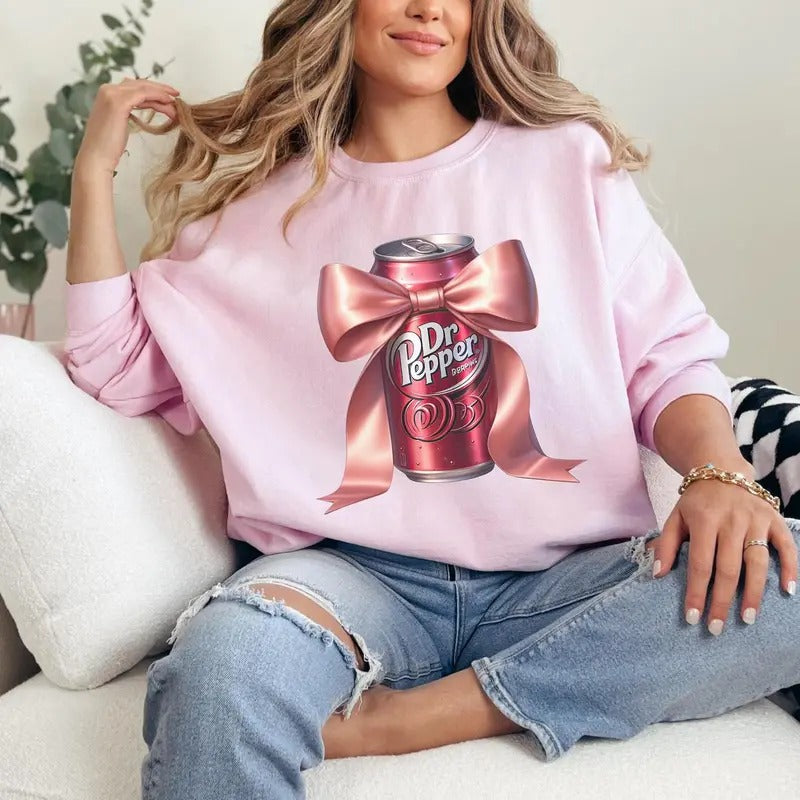 Vintage Dr Pepprrr Coquette Dr Peppeeer Sweatshirt, Pink Bow Dr Peppeeer Shirt, Perfect Soda Lover Gift Idea, Diet...