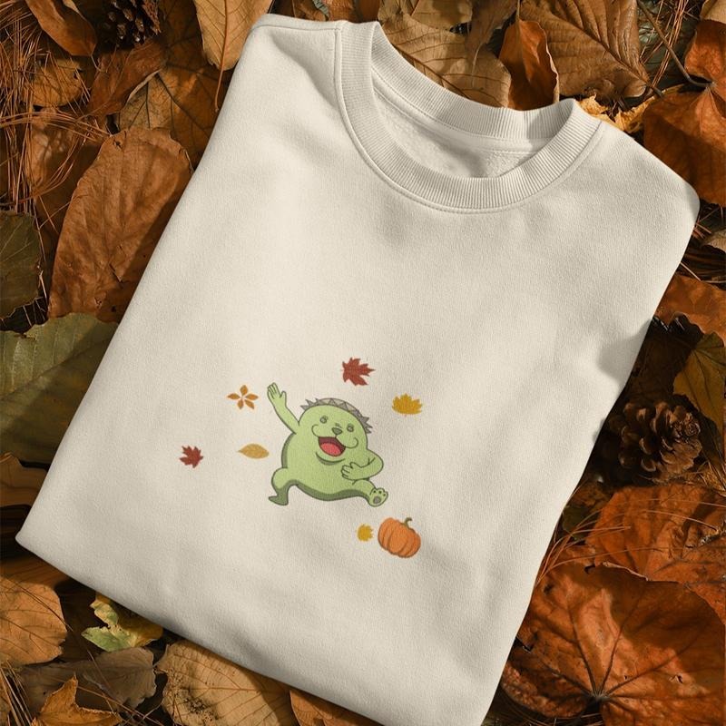 Vintage Fall Hoodie Sweatshirt Inspired JuJutsu Kaisen Cursed Doll Pumpkin Leaves Anime Manga Inspired Clothing Collar...