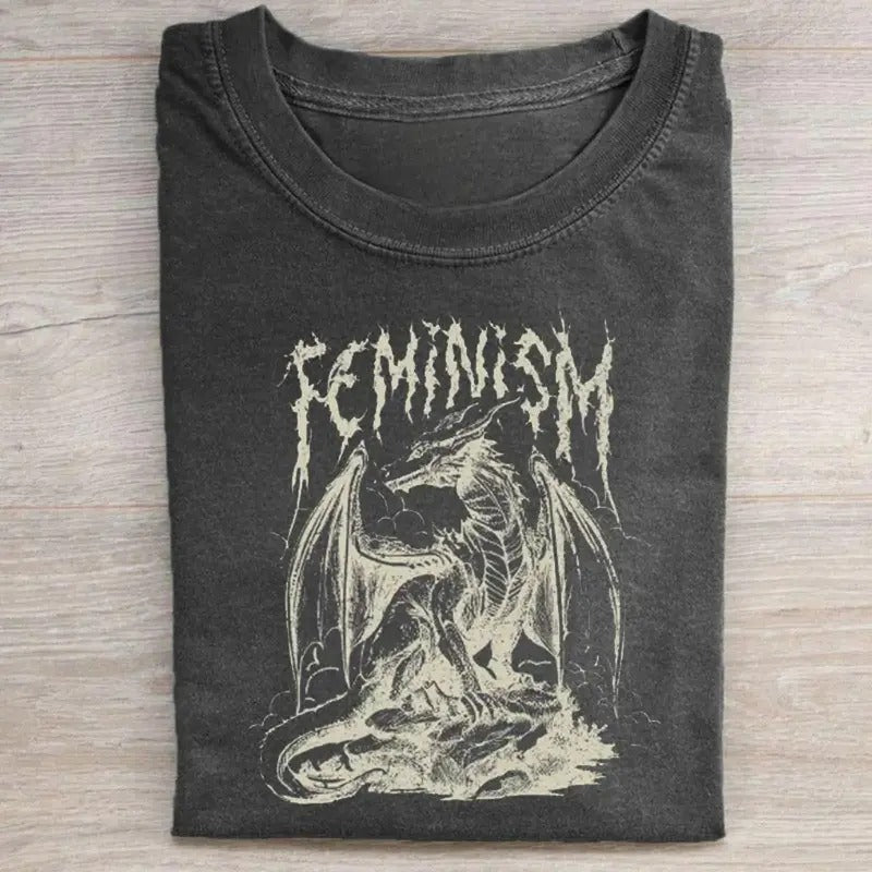 Vintage Feminism Dragon Graphic Tee - Dragon Ladies - Movie Shirt - Book Lover - Fantasy Novel - Feminism Girl