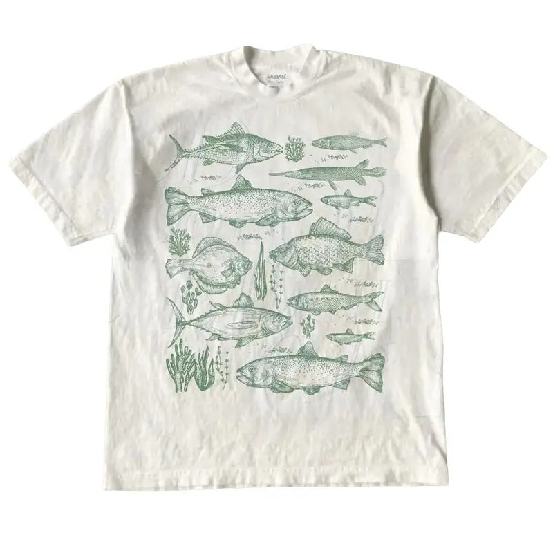 Vintage Fishing Fish Tattoo Style Unisex T-Shirt, Retro Fisher Shirt, Fish Shirt For Men, Bass T-Shirt, Bass Lovers,...