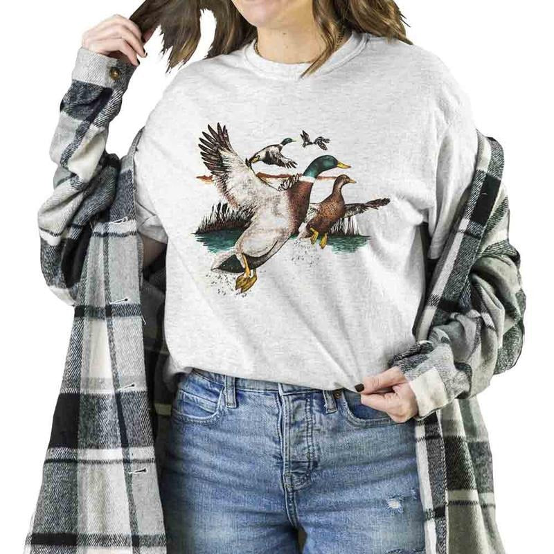 Vintage Flying Mallard Ducks T-shirt Unisex Nature Lover Hunting Season Hoodie Sweatshirt #998968 Cotton | WearSparks.com