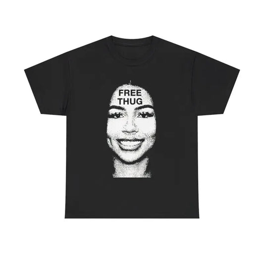 Vintage Free Thug Graphic T-Shirt Casual Classic Cotton Retro Top Comfy Tee Tshirt Streetwear Menswear Day Hoodie, Sweatshirt