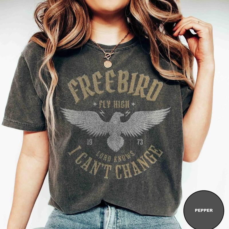 Vintage Freebird Tee, Retro Freebird Shirt, 70s Freebird T-Shirt Top Womenswear Underwear Streetwear Tshirt Comfort...