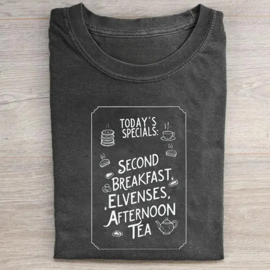Vintage Funny Lord of The Rings Movie Graphic Tee - Second Breakfast - Elvenses - LOTR - The Hobbits - Middle Earth - JRR...