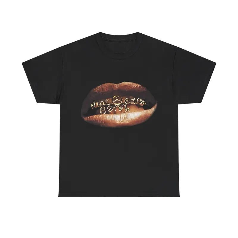 Vintage Grill With Gold Accent Y2k 90s Hip-Hop Vibes Heavy Cotton Graphic T-Shirt Tshirt Shirt HipHop Rap Tee Casual...